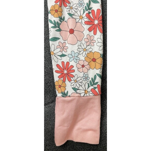 NWT's Little One Shop 2T Bamboo Pjs 2 Way Zipper Pink Floral Foldover Feet - Picture 4 of 6